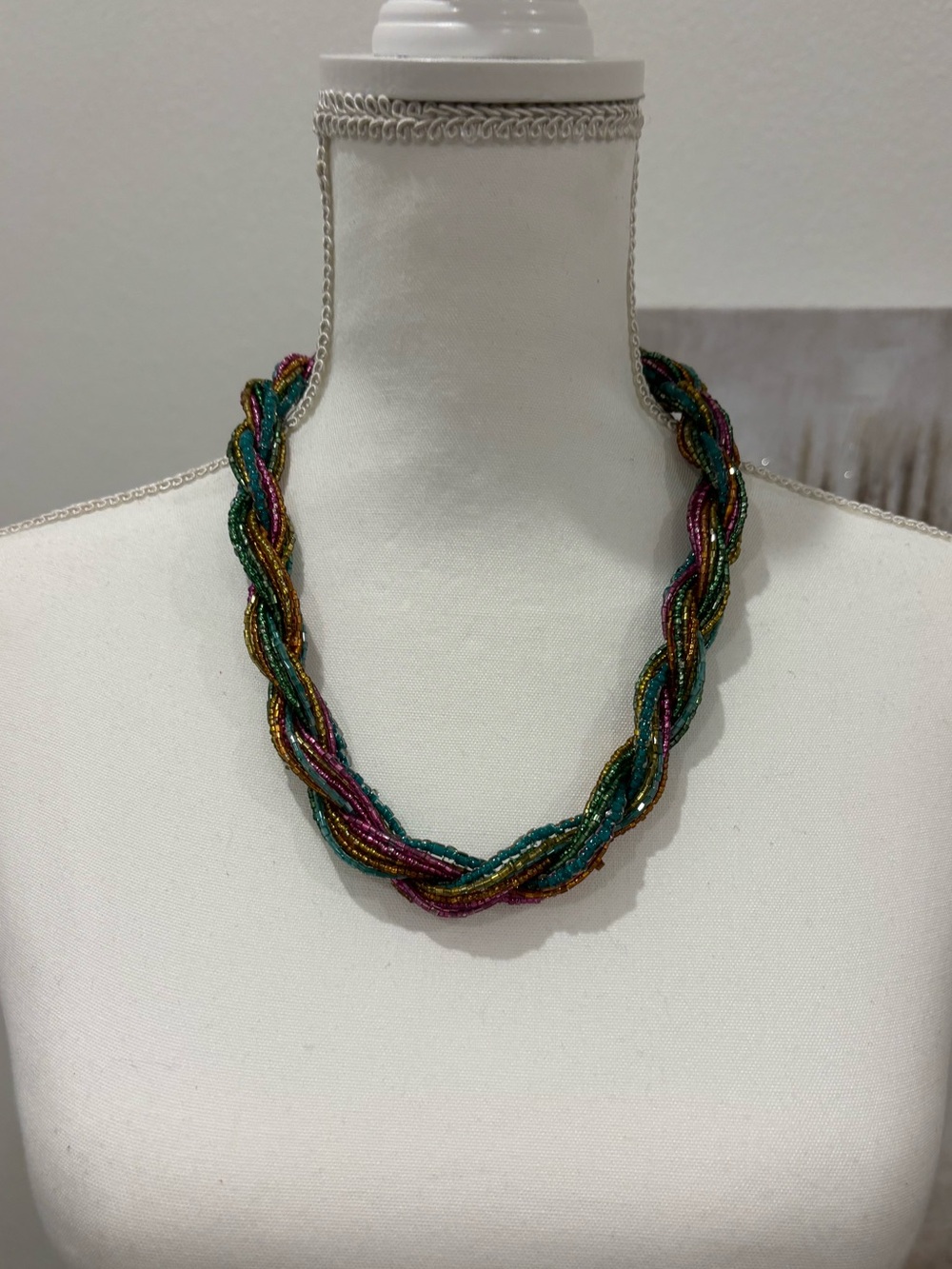 Multicolor Beaded Twist Necklace - Unbranded